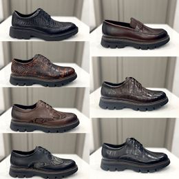 2023 Men Dress Shoes Flat Genuine Leather Glossy Leather Lace Up Derby Shoe Mens Flats Wedding Party Office Loafers Shoes Size 38-45