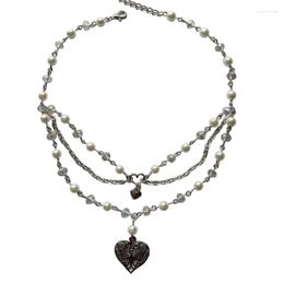 Pendant Necklaces Multi-layer Simulated Pearl Chain Choker For Women Clavicle Jewellery Decor 124A