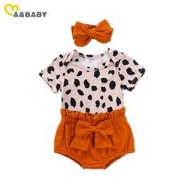 Clothing Sets MaBaby 024M Leopard Newborn Infant Baby Girl Clothes Set Short Sleeve Romper Bow Bloomers Shorts Outfits Summer BABY Z0321