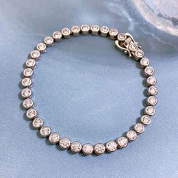 Trendy Moissanite Diamond Bangle Bracelet 100% Real 925 Sterling silver Wedding Bracelets For Women Men Promise Party Jewellery