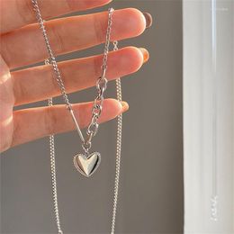 Chains Kpop Fashionable Heart Pendant Link Chain Necklace Female IN Trend Hip Hop Punk Hoodie Sweater Korea Gifts