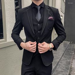 Men's Suits Plyesxale Slim Fit Black Wedding For Men Three Piece Mens Designer Fashion Casual Prom Party Dinner Suit Man Q549