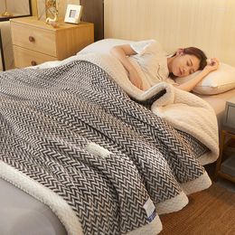 Blankets Winter Thick Blanket Adult Kids Warm Duvet Cover Double Sided Solid Colour Travel Nap Plaid Sofa Home Dormitory Bedspread