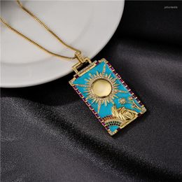 Pendant Necklaces Mafisar Vintage Bohemian Style Painting Geometric Necklace For Women Men Fashion CZ Hip Hop Jewellery Party Gift