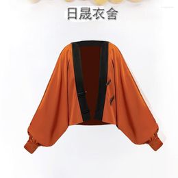 Women's Jackets 2023 Arrival Summer Women Casual Loose Long Sleeve Outerwear & Coats V-neck Single Breasted Batwing P517