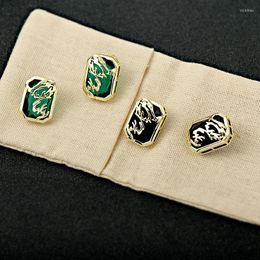 Stud Earrings Chinese Style Dragon And Phoenix Dance Square Ladies High-grade Zircon All-match Temperament 925 Silver Needle Earr