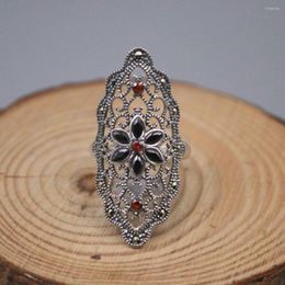 Cluster Rings Genuine/Original Silver 925 Sterling Ring Zirconia Diamond Gemstone For Women Ladies Pearl 6-9