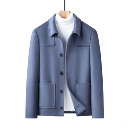 Men's Wool Blds Blue Bld Coat M Button Up Long Sleeve Office Wear Brown Jacket Winter Casual Outerwear Overcoat Oversize 230320