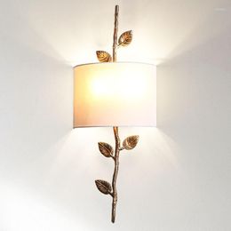 Wall Lamps ENGRAVED Lamp Vintage Copper Tree Branch Retro Indoor Decoration Lighting Sconce Living Room Bedroom Bedside Leaves