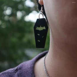 Dangle Earrings Y2k Accessories Goth Harajuku Coffin Acrylic Aesthetic Hollow Out Bat For Women Girl Halloween Jewellery