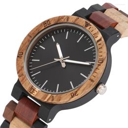 Wristwatches Colourful Bangle Wooden Men Watch Quartz Movement Simple Round Dial Silver Pointer Design Mens Watches Luxury Clock