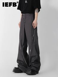 Men's Pants IEFB Niche Design Zipper Slit Men Trousers Straight Tube Casual Pants Wide Leg Darkwear Solid Colour Male Fashion 9A5414 230321