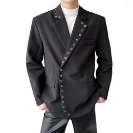 Men's Suits Men Rivet Eyelet Decoration Niche Streetwear Fashion Loose Casual Punk Suit Coat Blazers Women Male Stage Clothing Blazer Jacket