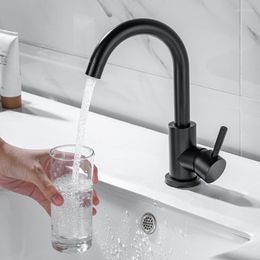 Bathroom Sink Faucets AZOS Modern Single Hole Faucet Matte Black Handle Bar Vanity With 360 Rotate Spout