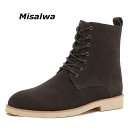 Sandals Misalwa Spring / Winter fur Casual Chelsea Men Boots Cow Suede Genuine Leather Zipper British Mens Boots Original Shoe