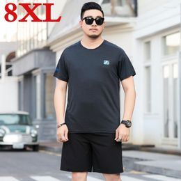 Men's T Shirts 7XL 2023 Big Size 8XL Arrivals Men Shirt Top Shorts Summer Two Pieces Short Sleeve Casual Quick-drying Tee Set