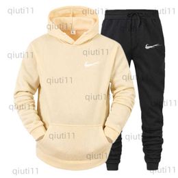 Men's Tracksuits Tracksuit Causal Men Women Suits Fleece Sweatsuits Sport Jogger Autumn Winter Pollover Hooded Hoodies Pants Sportwear T230321