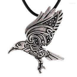 Pendant Necklaces Retro Viking Rune Crow Necklace Men's Animal Accessories Party Jewellery Gift