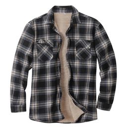 Men's Casual Shirts Winter Mens Sherpa Fleece Lined Warm Flannel Shirts Jacket Classic Plaid Button Up Shirt Coats 230321