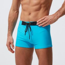Men's Shorts Sexy Men Summer Swimsuit Male Beach Swimming Solid Wear Trunks Elasticity Mens Swim Quick Dry Briefs Board Surfing Pant