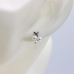 Stud Earrings ZFSILVER S925 Sterling Silver Fashion Trendy Cute Lovely White Pearl Grape Jewelry For Women Charm Partys Girls