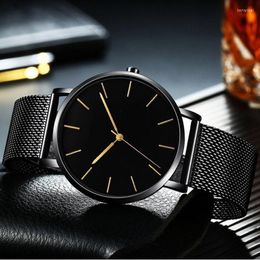 Wristwatches Fashion Mens Watches Ultra Thin Quartz Watch Men Casual Slim Mesh Steel Waterproof Sport Black Relogio MasculinoWristwatches Be