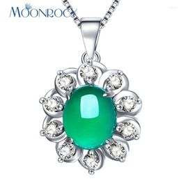 Pendant Necklaces MOONROCY Silver Colour CZ Green Crystal Opal Necklace Chokers Jewellery For Women Girls Gift Drop Wholesale