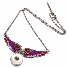 Pendant Necklaces Interchangeable Crystal Wing Ginger 290 Snap Button Necklace Jewelry Fit 18mm Charm For Women Gift