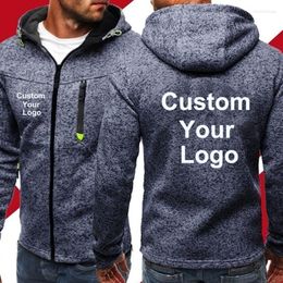 Men's Jackets 2023 Men's Custom Your Logo Hoodies Jacquard Fleece Hooded Sweatshirts Man Desigh Zipper Pullover High Quality Hoody