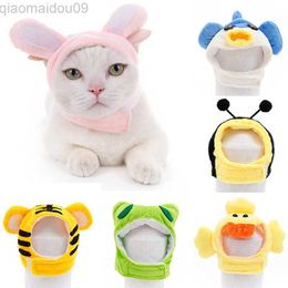 Cat Costumes Cartoon Funny Pet Cap Costume Warm Rabbit Hat Shark Chick Tiger Whale Bee Frog Cosplay Cap Plush Headwear Pet Accessories Hot AA230321