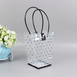 Gift Wrap Tote Bag Waterproof Transparent Wave Dot Portable Flower Bouquet Potted Succulents