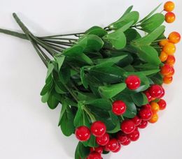 Decorative Flowers 10 Bundles Artificial 8 Fork Silk Flower 24pcs Christmas Fruits For Wedding Party Home Office El Decoration Art