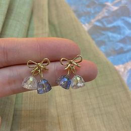 Stud Earrings South Korea's Bow Bell Sweet And Cute Simple Fashion