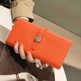 Wallets Genuine Leather Wallet Women Long Clutch Fashion Luxury Brand Ladies Purses Card Holder Zipper Coin Pocket High Quality Billfold G230308