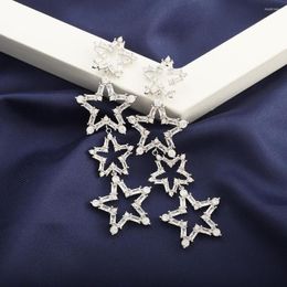 Stud Earrings Fashion Star Long Pendant Luxury Shiny Cubic Zirconia Design Elegant Jewellery For Women Beautiful Christmas Gift