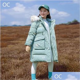 Down Coat Old Cobbler 44M875 Thick Warm Girl Kids Clothing Bodysuit Outwear Real Fur Collar White Duck Drop Delivery Baby Maternity Dhpvg