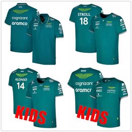 Kids Men's Racing Wear Aston Martin T-shirt AMF1 2023 Oficjalne męskie koszulki Fernando Alonso Formula 1 Racing Suit F1 koszulka motocyklowa motocyklowe koszulki motocyklowe