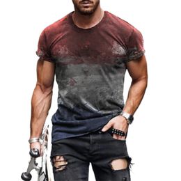 Men's T-Shirts Summer Fun Men's T-Shirts Unique Creative Design Tricolor Mix Dye 3D Printing Crew Neck Short Sleeve Top Street Style Plus Size 230321