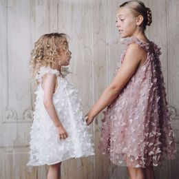 Girl's Dresses Summer Kids Girl Dress Baby Kids Girl Butterfly Flower Dress Flying Sleeves Gauze Skirt Princess Dress Girls Dress Clothing