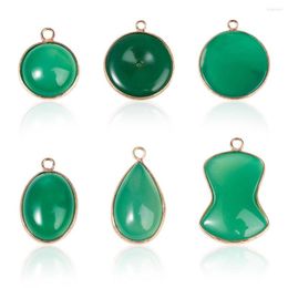 Pendant Necklaces 6Pcs Oval Geometric Natural Stone Green Oynx Agate Pendants For Women Necklace Earrings DIY Jewellery Making Mixed Shape