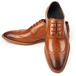 Dress Shoes Men Leather Oxfords Orange Lace Up For Wedding Business