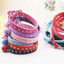 Dog Collars Bling Puppy Collar Obroze Dla Psa Halsband Kat With Rhinestones Collier Chat PU Chain Adjustable Pug Chihuahua Pet