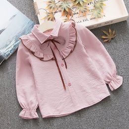 Kids Shirts Spring Summer Cotton Blouse for Big Girls Striped Clothes Children Long Sleeve School Girl Shirt Kids Tops 2-8 Years 230321