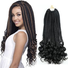 Goddess Bohemian Box Braids With Curly Wave Ends Hair Ombre Box Braids Curly Synthetic Crochet Braiding Hair Extension