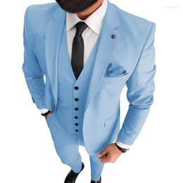 Men's Suits Beige Slim Fit Casual Men 3 Piece Custom Wedding Tuxedo With Notched Lapel 2023 Male Fashion Groom Costume Blazer Pants
