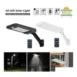 Solar Street Light 60 Led Pir Motion Sensor Ip65 Outdoor Garden Wall Dimmable Lamp Remote Controller Manual Drop Delivery Lights Lig Dhdst