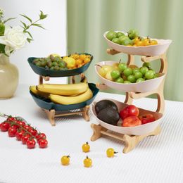 Dishes Plates Living Room Plastic Storage Container Threelayer fruit Bowl Garden Snack Kitchen dishes Afternoontea Cake Basket 230321