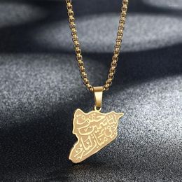 Pendant Necklaces QIAMNI Asian Country Map Syria Necklace Pride I Heart Love Capital Of Syrians City Choker Souvenir Charm Jewelry