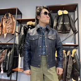 Men's Leather CDJ-59 Cidu Asian Size Super Top Quality Heavy Genuine Argentine Cow Slim Classic Cowhide Stylish Rider Type3 Jacket