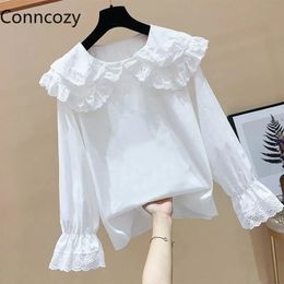 Kids Shirts Girls Shirts Kids Clothes Girls 8-12 Girl Top Ruffles 12t Fall Kids Cotton Blouse School Outfit for Teen Girl White Pullover 230321